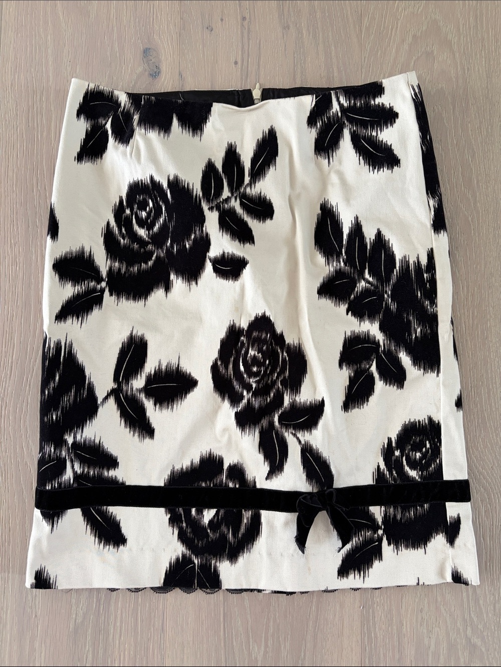 Trina Turk Black and White Floral Pencil Skirt